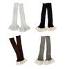 Ribbed Knitted Vertical Striped Leg Warmers Boot Cuffs Cute Ruffled Lace Hem Leg Covers Over Calf Long Socks for Women