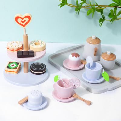 Wooden Children's Play House Tea Set Afternoon Tea Dessert Simulation Teapot Tableware Kitchen Boys and Girls Toys