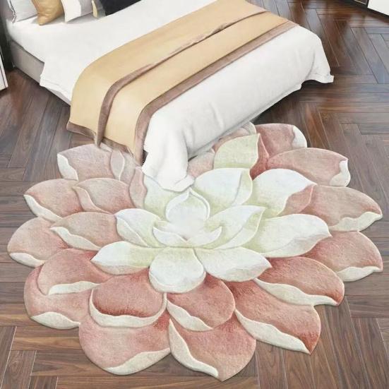 Flower Shape Floor Mat Floral Living Room Rug Non Slip Bath Mat Dahlia Rose Peony Lotus Rug for Bathroom Bedroom Dorm Nursery Kitchen