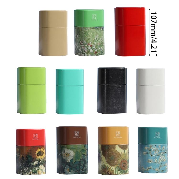 Loose Tea Storage Oil Painting Pattern Coffee Storage Container Tea Canister Can