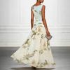 European and American summer 2026 sexy v-neck retro flower print women's dress sleeveless backless waist dress