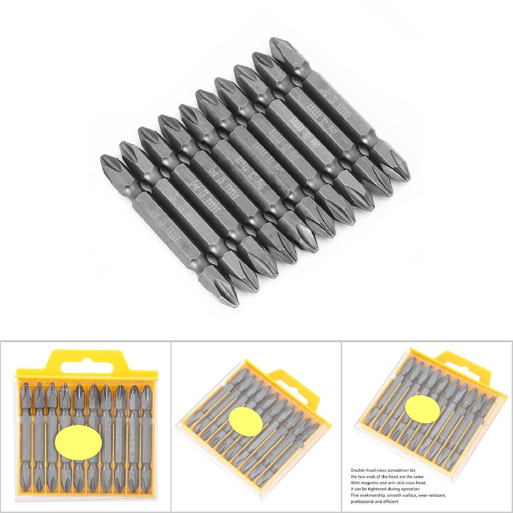 10Pcs Double End   Screwdriver Bit     Alloy Steel Magnetic Hand Tool 65mm