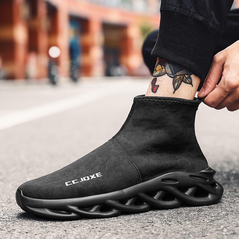 Men's Breathable Casual Sneakers - Non-Slip Outdoor Walking Shoes, Fashion Height Increasing Slip-On Ankle Shoes