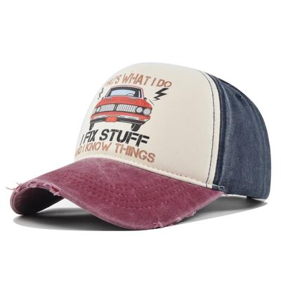 Sports Car Baseball Ancient Peaked Cap Truck Cap Men's Washed Distressed Sun Hat Adjustable Cotton No