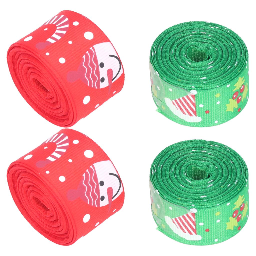 4Pcs Gift Ribbon Premium Polyester Bright Colors Exquisite Pattern Wide Application Wrapping Ribbon