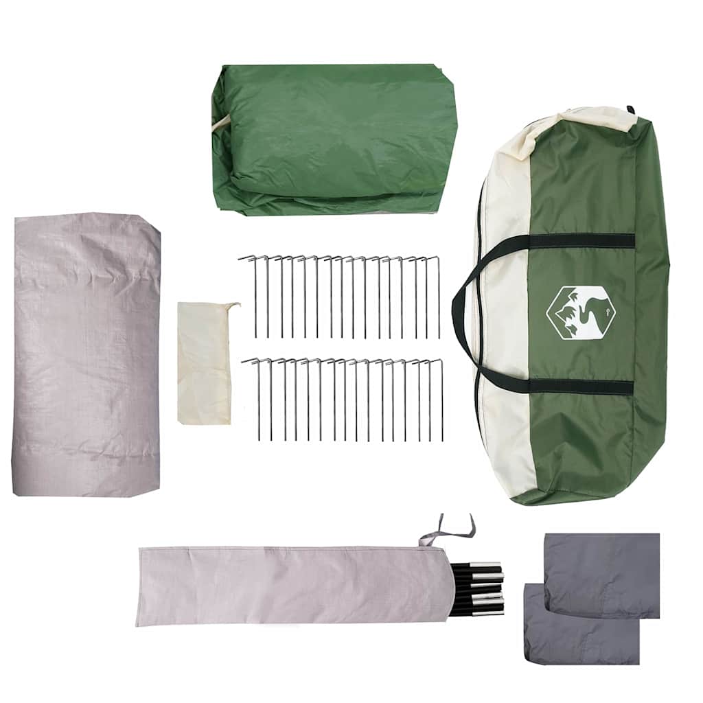 Family Tent with Roof Green and Grey 721 x 335 x 212 cm