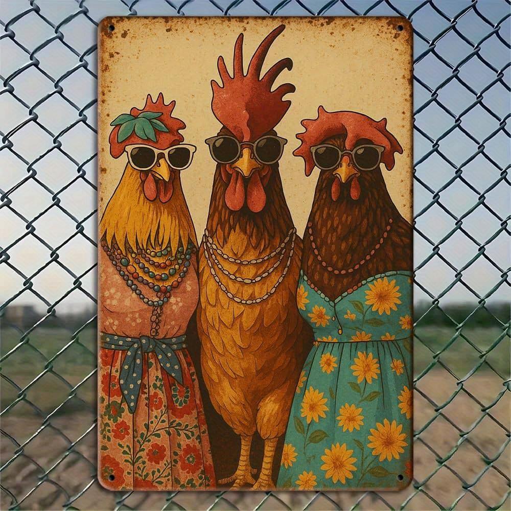 

Винтажная металлическая табличка «Курица», 20x30 см. чистый