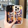 Phone Case: 2D Flat Design Suitable for iPhone 18 17 16 15 14 13 Pro Stepped Protective Case, Wizard Little Cat, Christmas and Halloween Gift