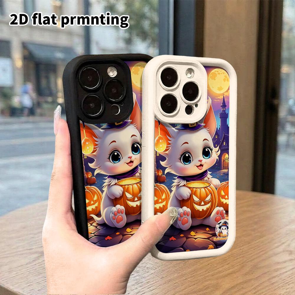 Phone Case: 2D Flat Design Suitable for iPhone 18 17 16 15 14 13 Pro Stepped Protective Case, Wizard Little Cat, Christmas and Halloween Gift