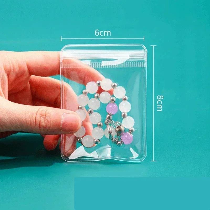 10/200Pcs Transparent PVC Jewelry Pouches Zip Storage Bag for Earring Necklace Jewelry Anti-Oxidation Display Packaging Bags