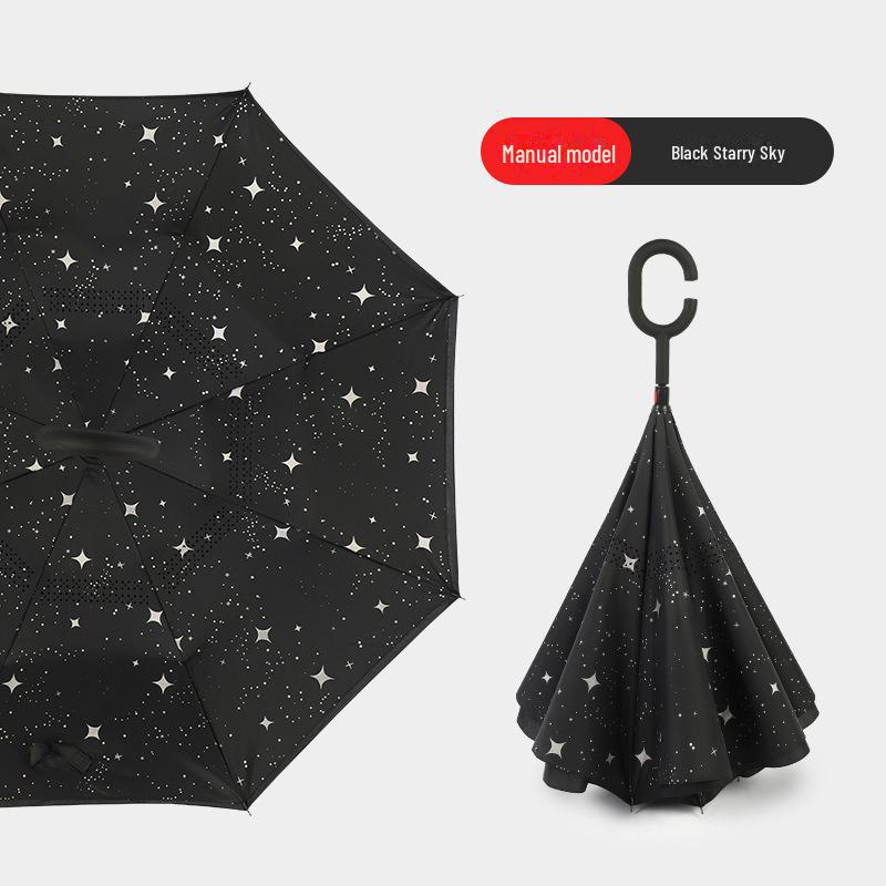 Double-Layer C-Shaped Reverse Umbrella, Extra-Large, Long-Handled for Two People, Custom Logo, For All Weather, Car-Mounted, Advertising Umbrella