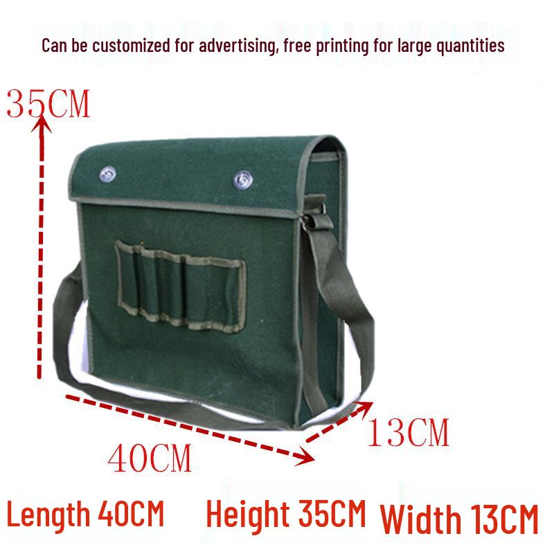 Extra Large Wear-Resistant Canvas Electrician Tool Bag with Shoulder Strap - Multifunctional Repair Bag
