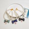 Pet Bowknot Adjustable Collar Cat Jewelry Pendant Princess Pearl Necklace Puppy Collar Decorative Dog Collar Accessories