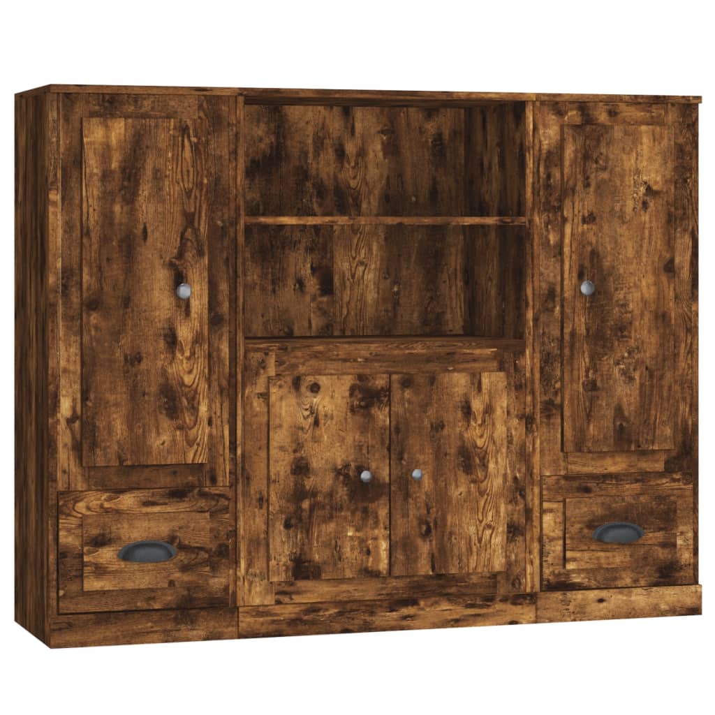 Highboards 3 pcs. Smoked Oak Effect Particleboard