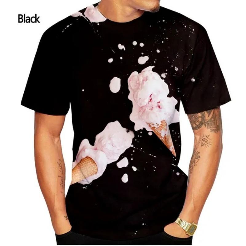 Summer Fashion Men Women 3D Printed Cool T Shirt Casual Short-sleeved Tee Shirts Creative Ice Cream T-shirt Ytk Harajuku Tops