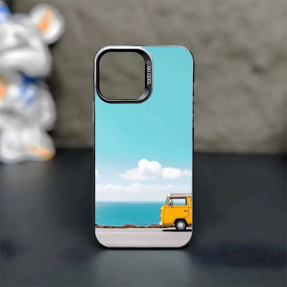 Traveling car Phone Case For iPhone17,16,15,14,13,12,11 Plus,Pro Max Black Matte Shockproof Cover