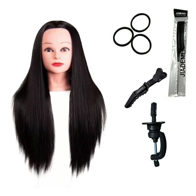 Flecht- und Styling-Mannequinkopf mit gerader Ponyfrisur – Permierbar, Färbbar und Ideal für Friseur- und Schnittübungen