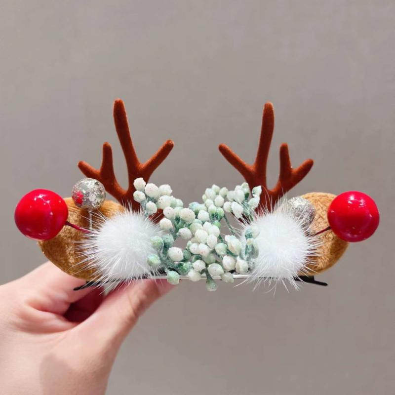 Pinza para el Pelo Colorida Orejas de Ciervo Navideñas Pinza para el Pelo Diadema Diadema de Moda para Niñas Tocado de Halloween Accesorios para el Cabello