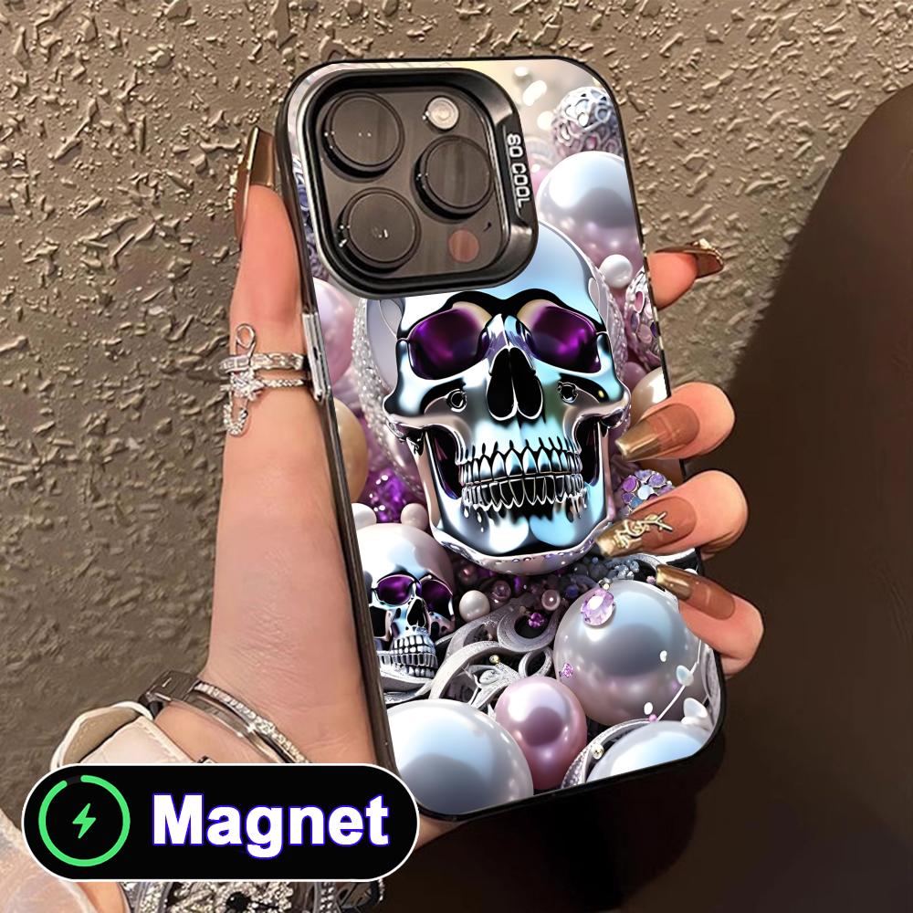 

Silver Skull Translucent MagSafe Mobile Phone Case for iPhone 17 16 15 14 13 12 11 Air Pro Max Plus Colorful Cover iPhone 11