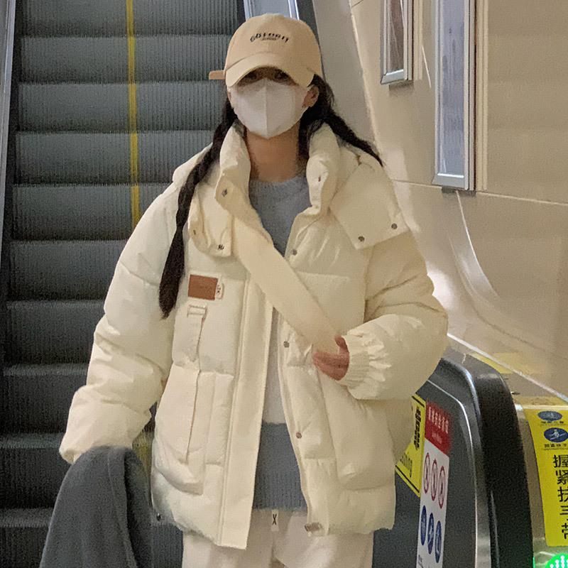 New Winter College Style Bread Cotton Coat for Women Short Korean Style Loose Cotton Jacket Hooded Student Cotton Coat Jacket Top