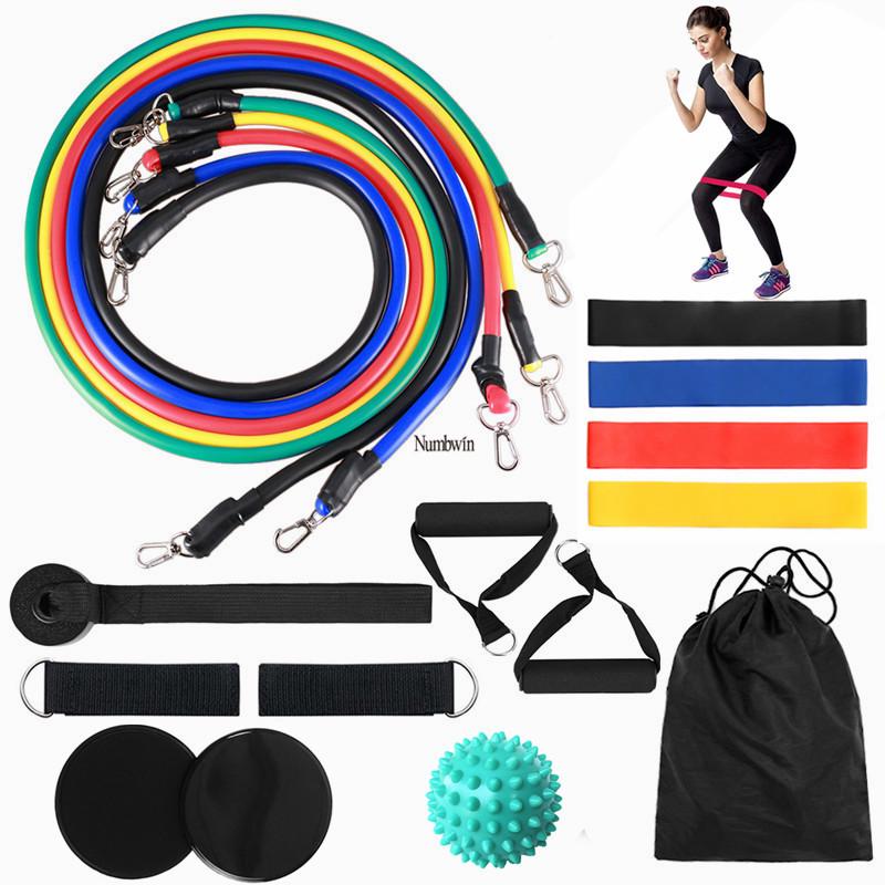 18-Piece Fitness Set: Resistance Bands, Gliding Discs, Latex Loops, Spiky Ball