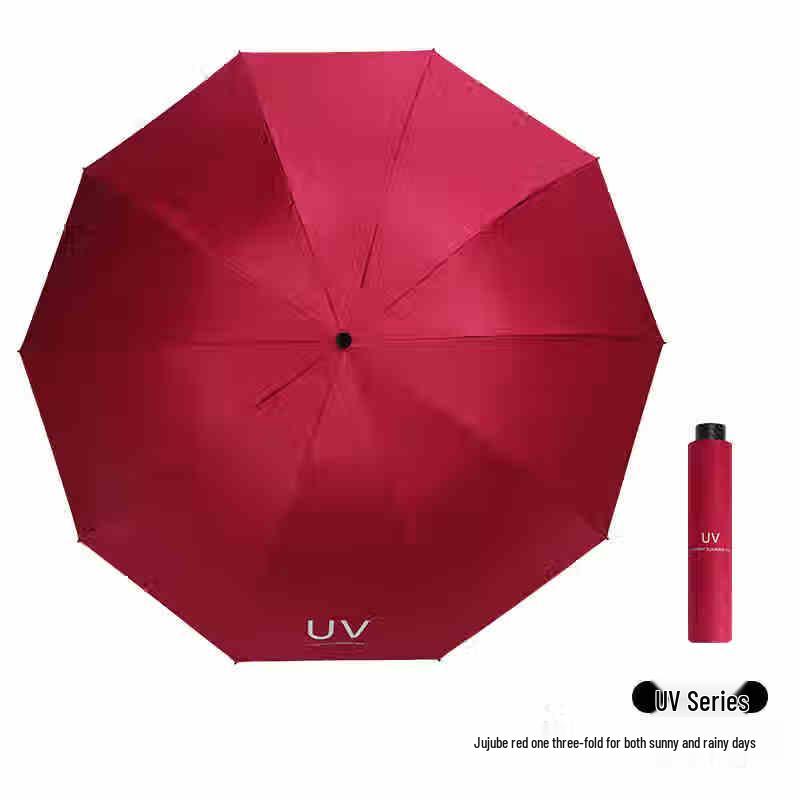 Red Leaf Three-fold UV Sun Protection Umbrella