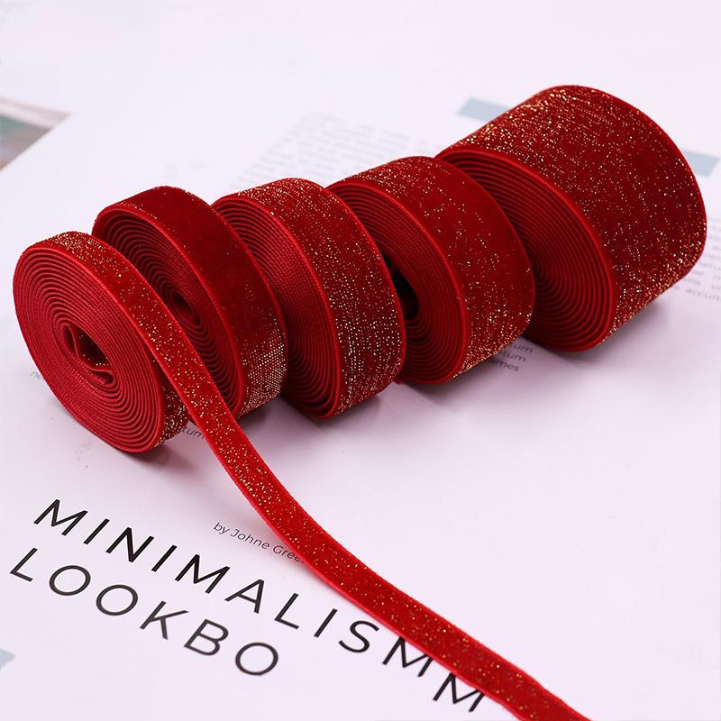 10Yards Christmas Velvet Ribbon New Year Red Festival Ribbon Bow Garland Gift Box Package Ribbon Festival Scene 10/16/20/25/38Mm
