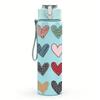 1PC Multi Pattern Heart Grid Layout 750ml Color Plastic Sports Water Bottle Leakproof Flip Straw Lid Suitable for Sports Office Home Use
