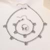 Jewelry Set Alloy Butterfly Pendant Necklace Diamond Bracelet Ring Female