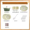 KANGMO 39-Piece Ceramic Dinnerware Set with Clay Pot