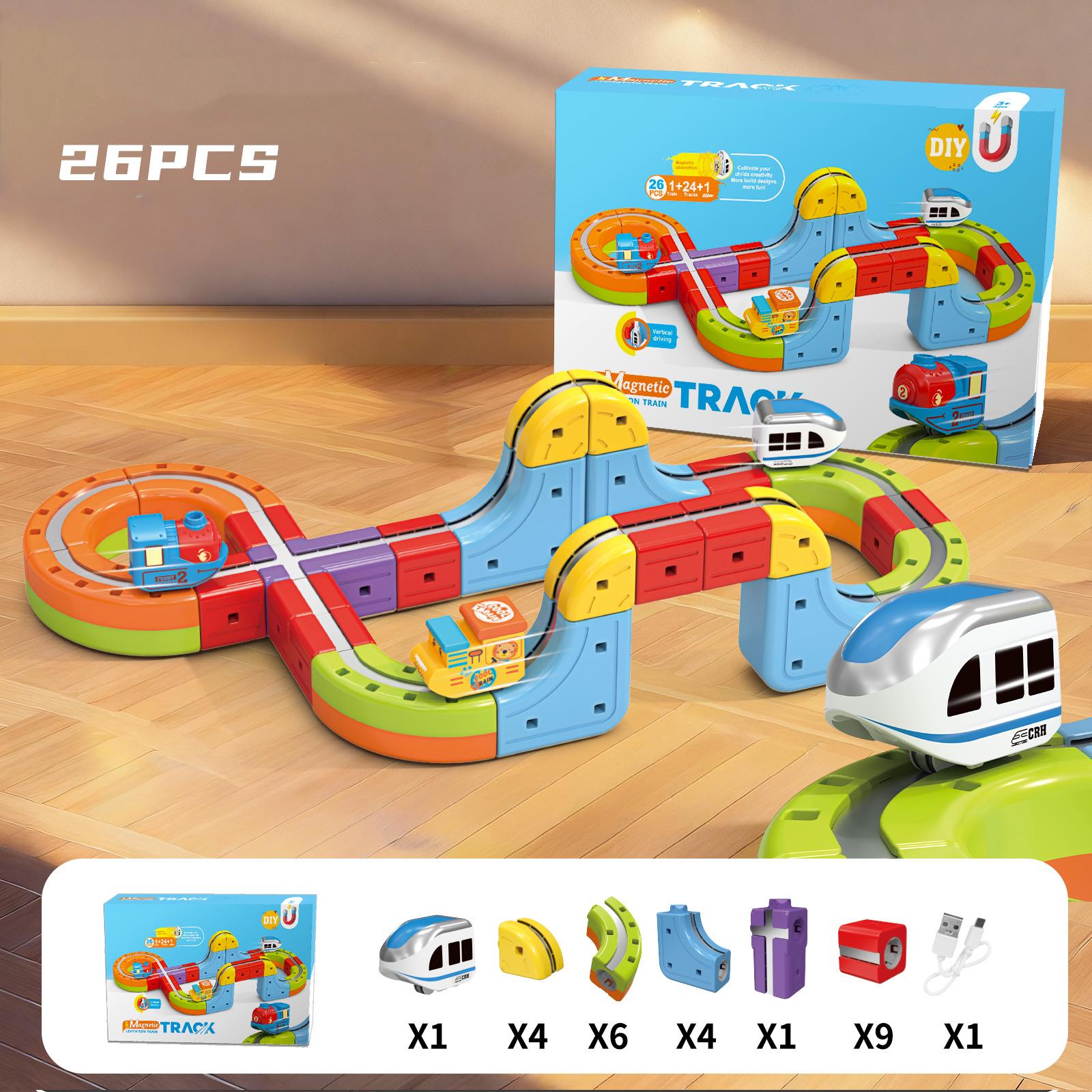 

Anti-Gravity Suction Magnetic Track Set Electric Train Toy for Kids DIY Building Blocks Race Track Set Rail Car Birthday Gift