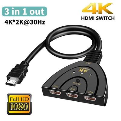 3 כניסות 1 יציאה HDMI Switcher Splitter HD 1080P 4K HDMI כבל HD-MI Video Switch HUB מתאם עבור DVD HDTV TV Box PS3 XBOX