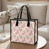 Floral Canvas Tote Bag Fashionable Casual Daily Shopping Handbag for Women