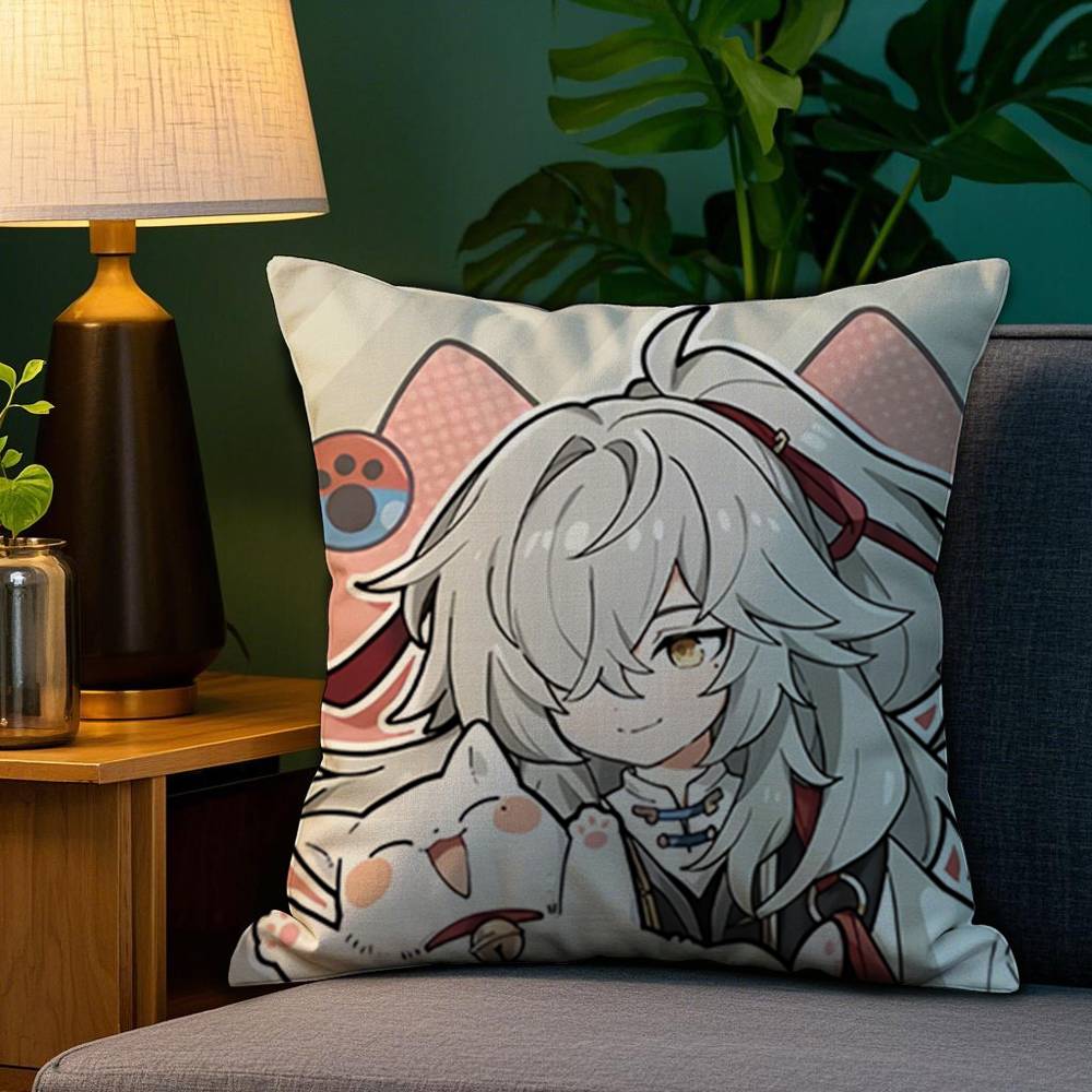 

Чиби Милый Honkai Star Rail Наволочка Плюшевая Ткань Мягкий Двусторонний Принт Дом Диван Высокое Качество Наволочка Подушка 12x12Inch