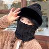 Neck Warmer Plush Ball Hat Ear Protection Women Knitted Beanie Crochet Hat Scarf Set  Cycling