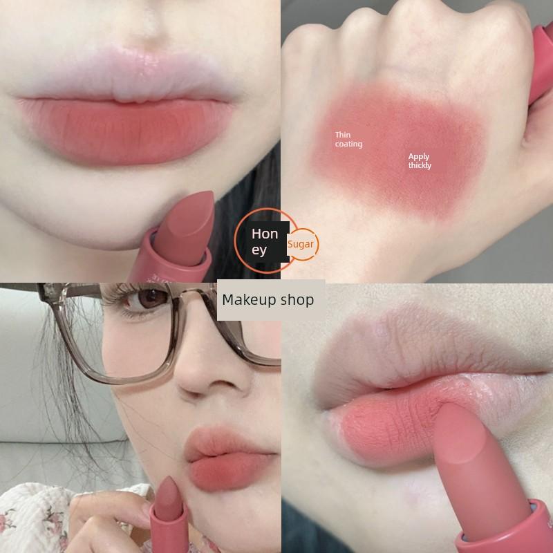 Good Color Matching! Light Fashion Sense Milk Apricot Nude Coffee Low Saturation Primary Color Coffee Space Mud Lipstick Plain Face Control