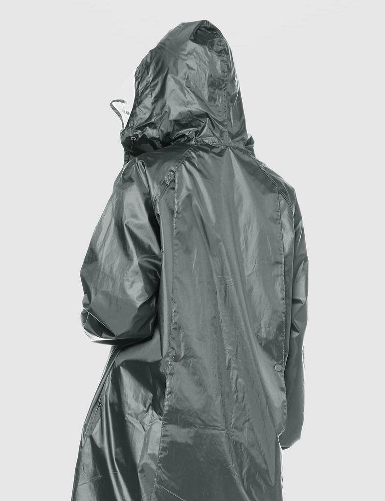 FLATPURE Raincoat Backpack Coat Plain Simple Storage Bag Hooded Water Repellent PU Coating Unisex Charcoal Gray M [Moonbat] 23-340-53026-00