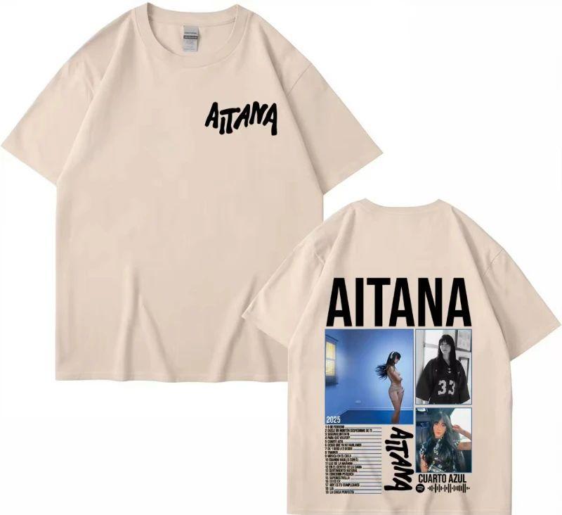 Harajuku Fashion Aesthetic Short Sleeve T-shirt Pop Singer Aitana Cuarto Azul Tour Graphics T Shirts Men Women Cotton Tee Shirt