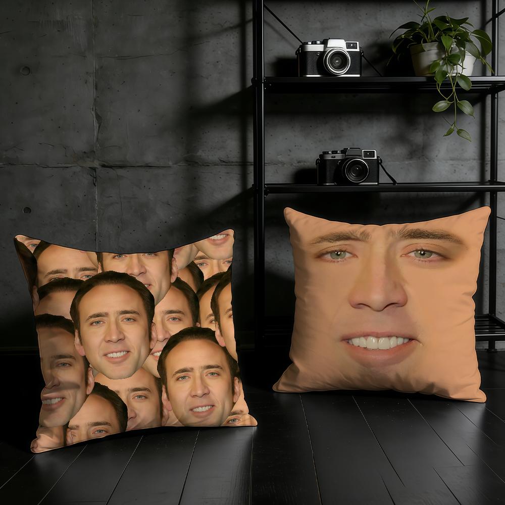 Funny NNicolas CCage Cushion Cover Birthday Anniversary Gifts Double Sided Printed Zipper Cushion Cover Soft Skin Bedding