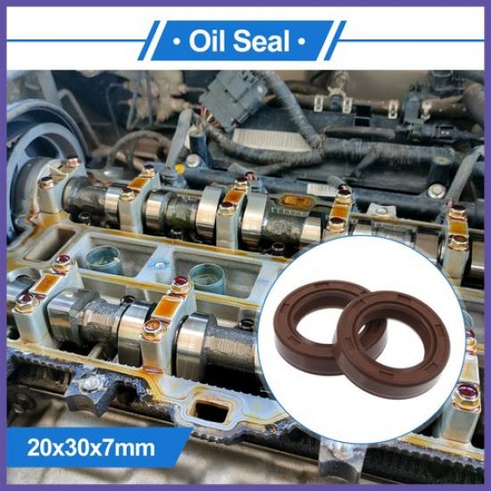 Oil Seal Seal Ring Rotary Shaft Seal FKM Rubber 20x30x7mm Brown 2pcs
