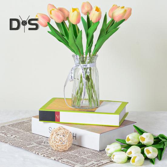 10 Stück künstliche Tulpen mit Stiel, realistisch, für Zuhause, Büro, Tischdekoration, Hochzeit, Kunstblumenzweig, künstliche Blumenarrangement, Dekoration, Foto