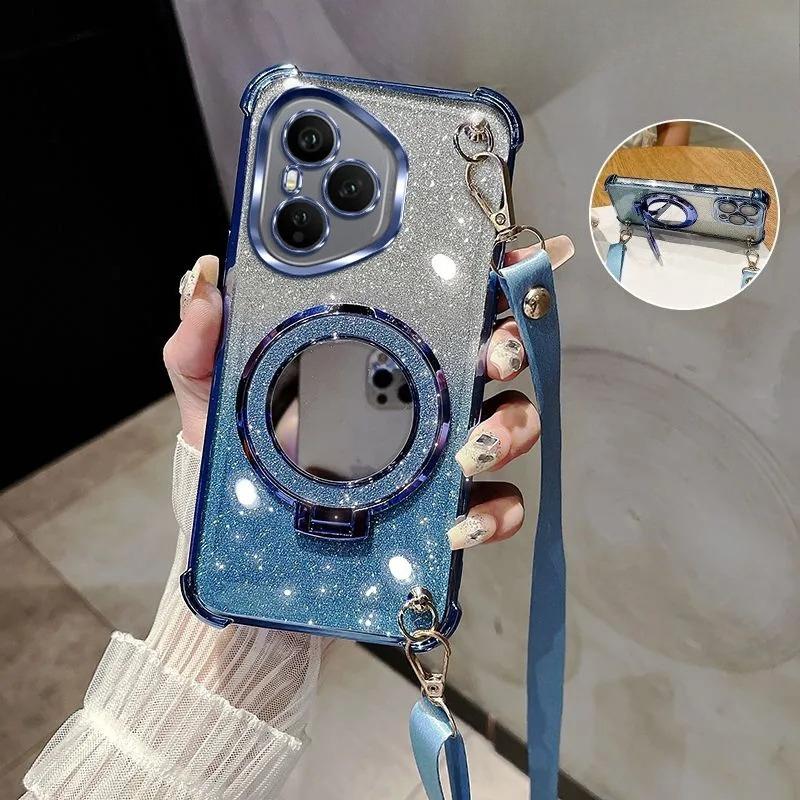 For Huawei Honor 400 Lite Pro Case Crossbody Lanyard Plating Mirror Holder Cover