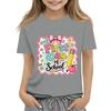 Children's Casual and Fashionable Round-Neck Printed Short-Sleeve Top for Back-to-School