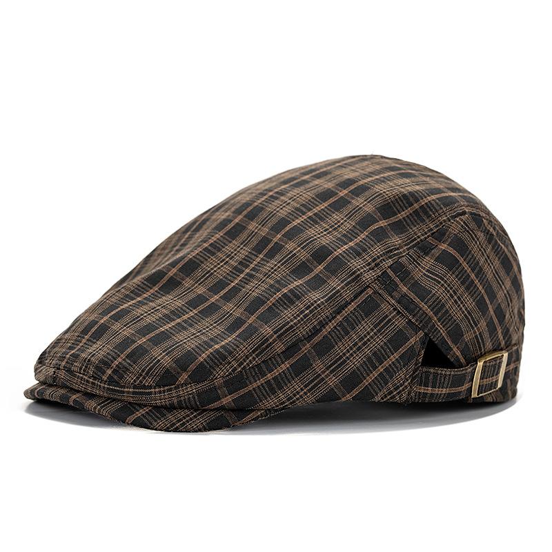 Plaid Forward Hat Men's Retro British Style Cap Spring Autumn Breathable Hat Women's Sun Hat