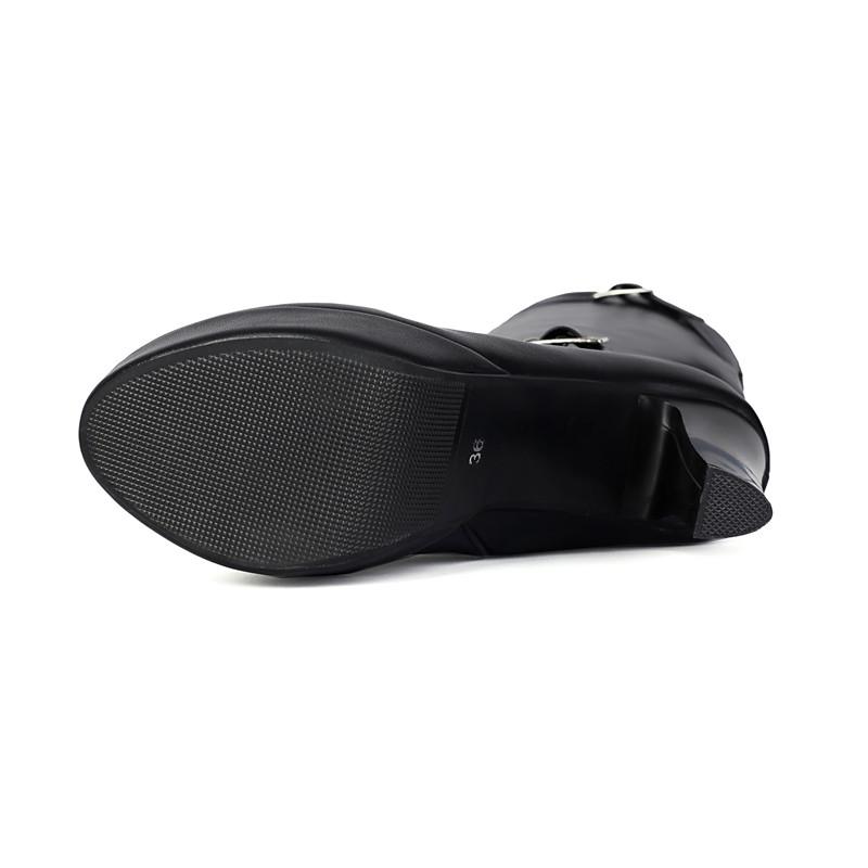 Women's High-heeled Boots, Sexy European and American Style Waterproof Platform Thick Heel Solid Color Large-size Knee Boots