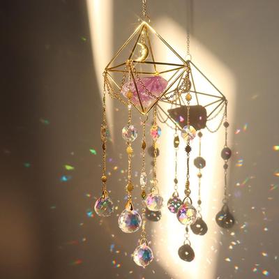 Crystal Wind Chime Prevent Cloudy Tarnished Reflect Different Lighting Effects Natural Moon Dream Catchers Windbell Ornament
