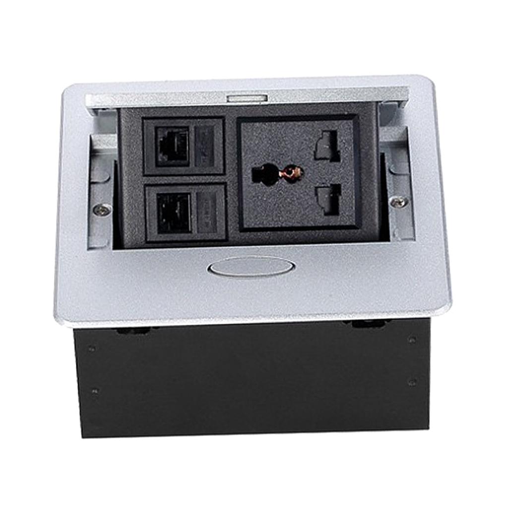 Table Connection Box Conference Room Countertop Desktop Socket Electrical Outlet Strip With 2 Networ