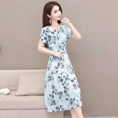 Floral Dress Summer New Large Size Wide Too Loose and Thin Short-sleeved Skirt Temperament