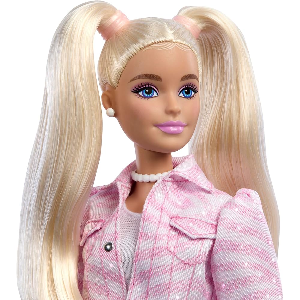 Barbie Deluxe Style Pink Denim Jacket for Dolls Playset Age 4 and Up Pink