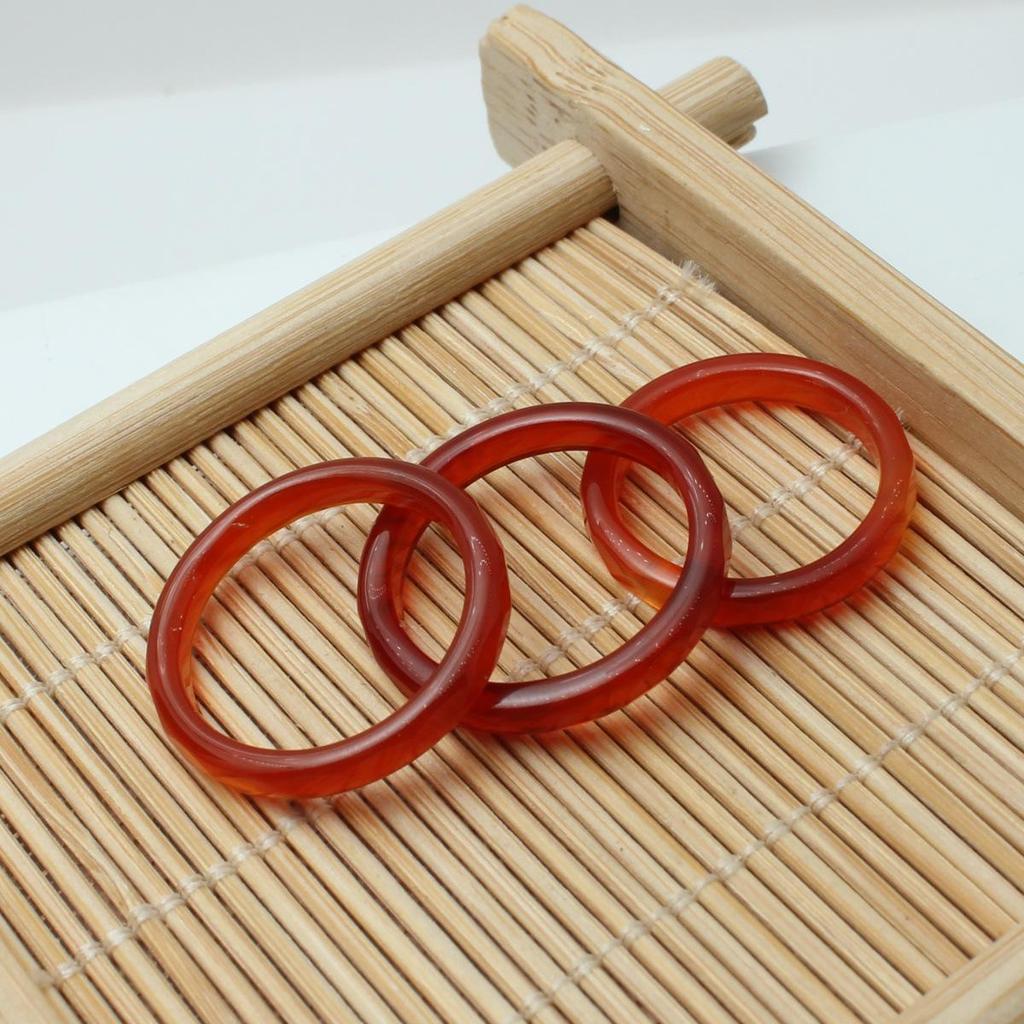 Unisex Brazilian Agate Jade Chalcedony Running Ring Band (18-20MM) - Couple's Finger Accessory.